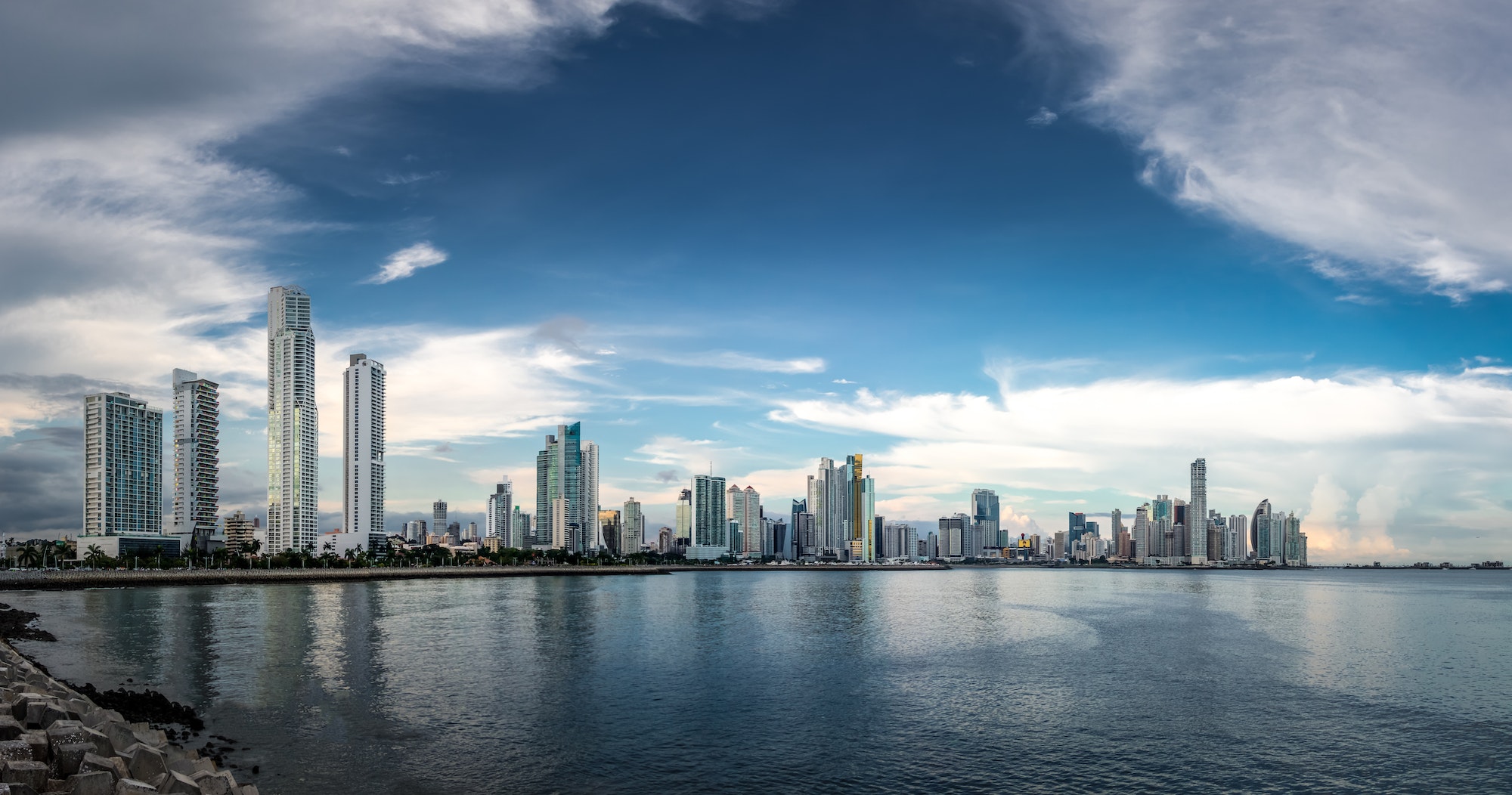 Panoramic view of Panama City Skyline - Panama Canal Tour